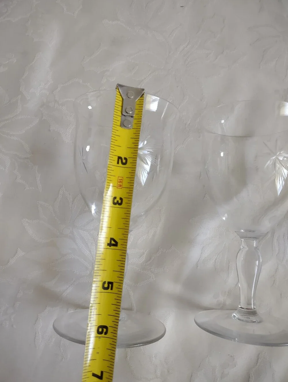 Star Flower Etched Stemmed Tall Glasses Crystal Wine Champagne